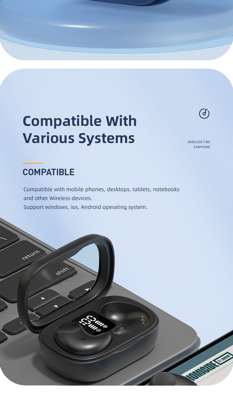 Wireless Stereo Headphones with AI Call Noise Cancelling 30H Playing Time AAC Codecs