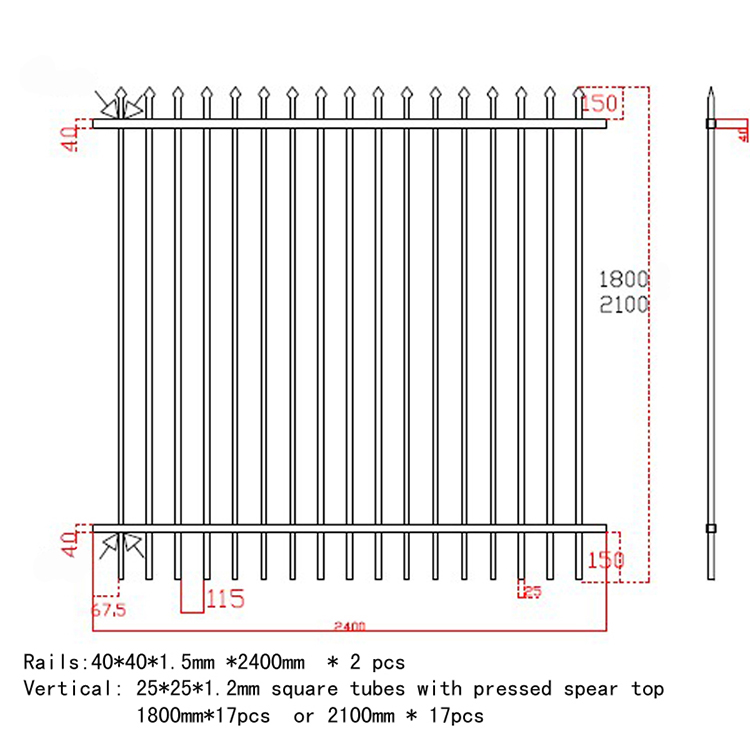 Industrial Steel Security Crimped Spear Fencing Panels