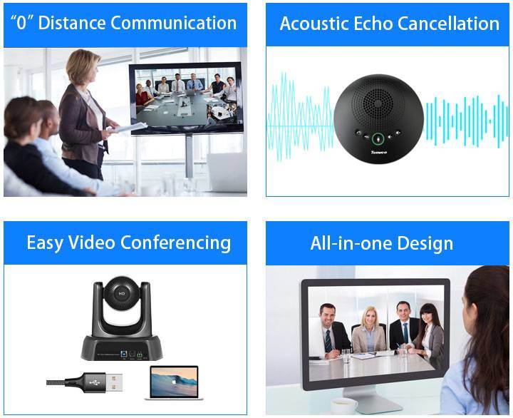 Tongveo Auto Focus 3X Zoom PTZ Video Conference Camera USB Output+Speakerphone Group