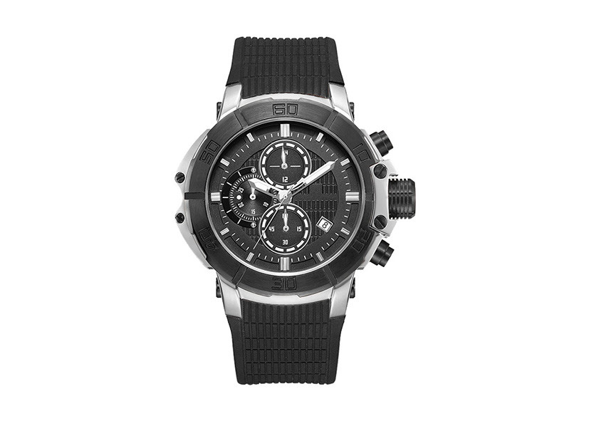 Rose Gold Stainless Steel Chronograph Watch Men High Strenght Silicone Strap
