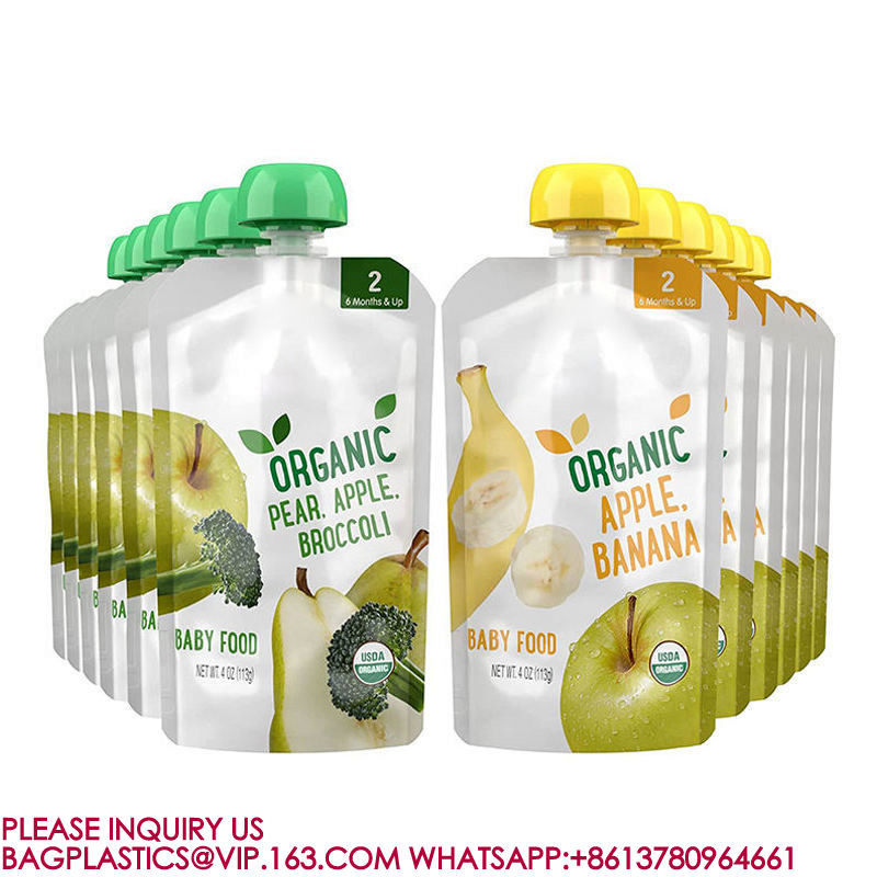 Manufacture Custom Print Liquid Pouches Fruit Juice Jelly Bag Drink Cute Baby Spout Pouch