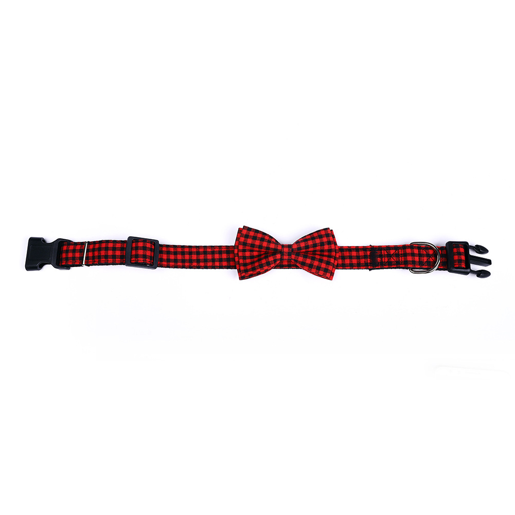 Plaid Style Pet Training Collars Bow Tie Adjustable Custom Cat Dog Collar