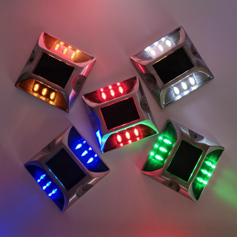 Warning Road Cone Reflective Cat Eye LED Solar Road Stud In Red Blue Yellow
