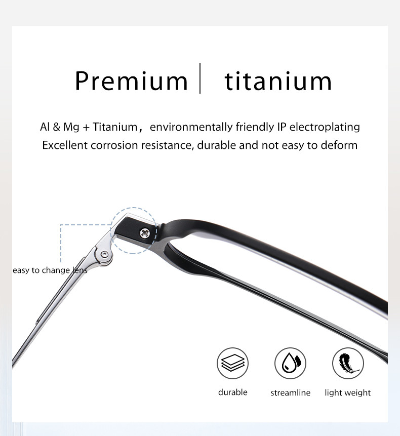 Custom Titanium Alloy Glasses Adults , Optical Aluminum Frame Glasses