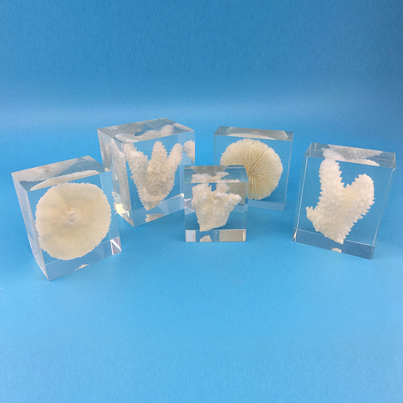 custom cube brick resin paper weight with inclusion embeddings