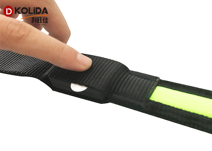 Orange / Blue Easy Walking LED Dog Leash Nature Nylon With Basic Collars