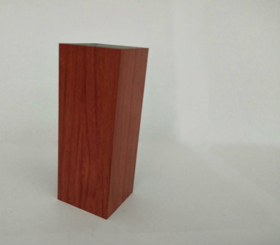 Reddish Brown Rectangle Wood Finish Aluminium Profiles , Standard Aluminum Extrusion