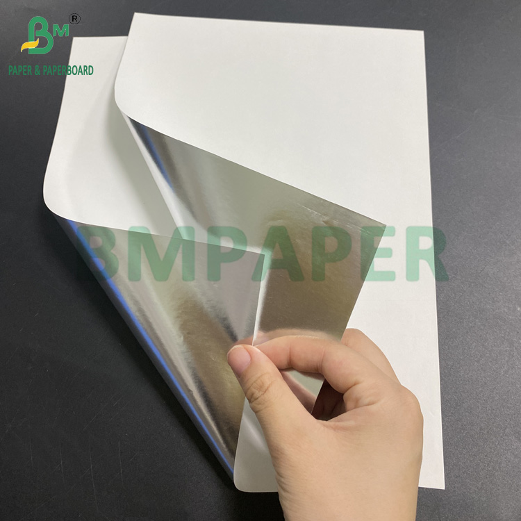 70gsm Metallic Paper For Beer Bottle Labels Silver Top White Back 765mm