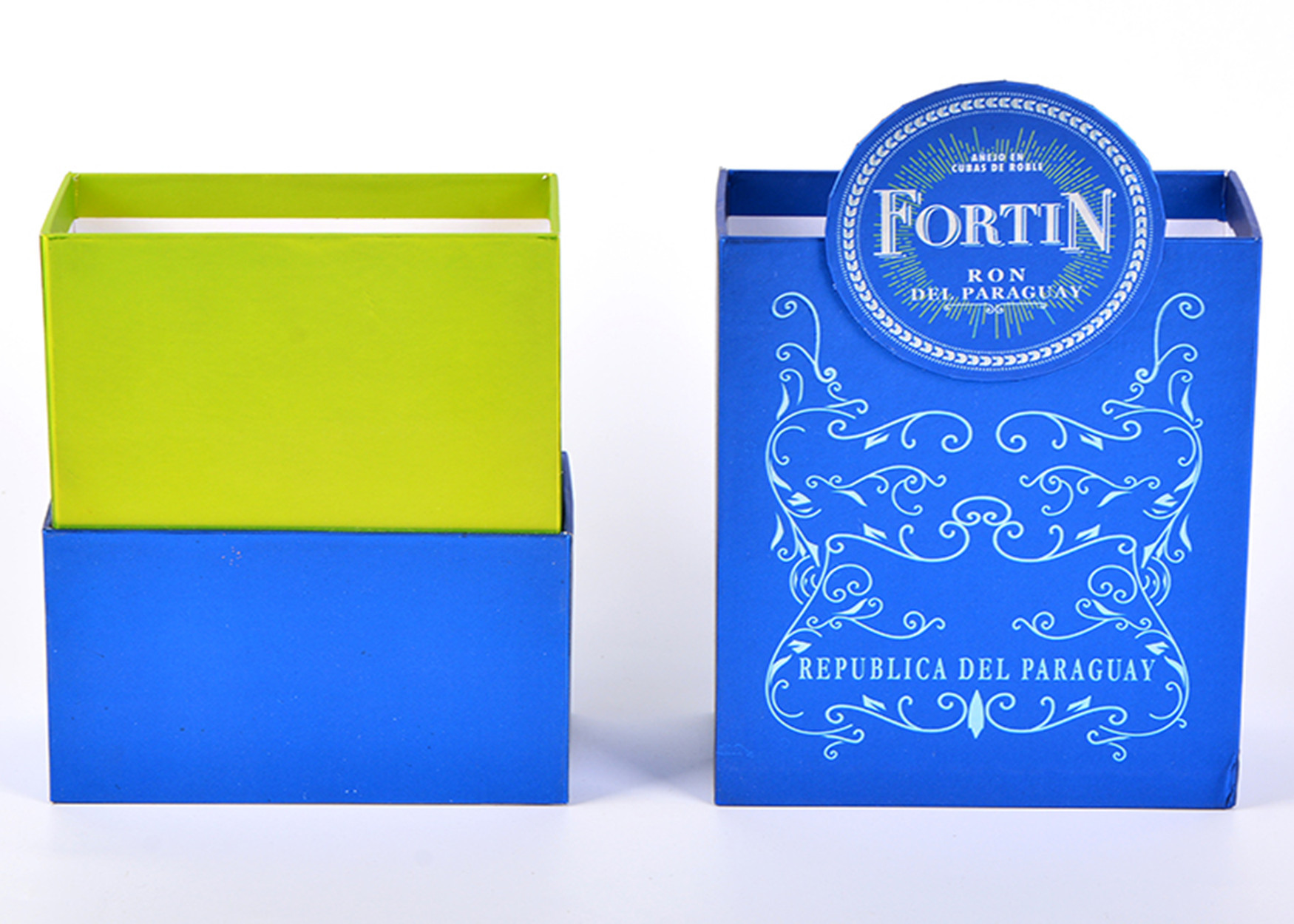 Fancy Paper Luxury Packaging Boxes Cardboard Wine Glass Bottle Packing Brilliant Blue