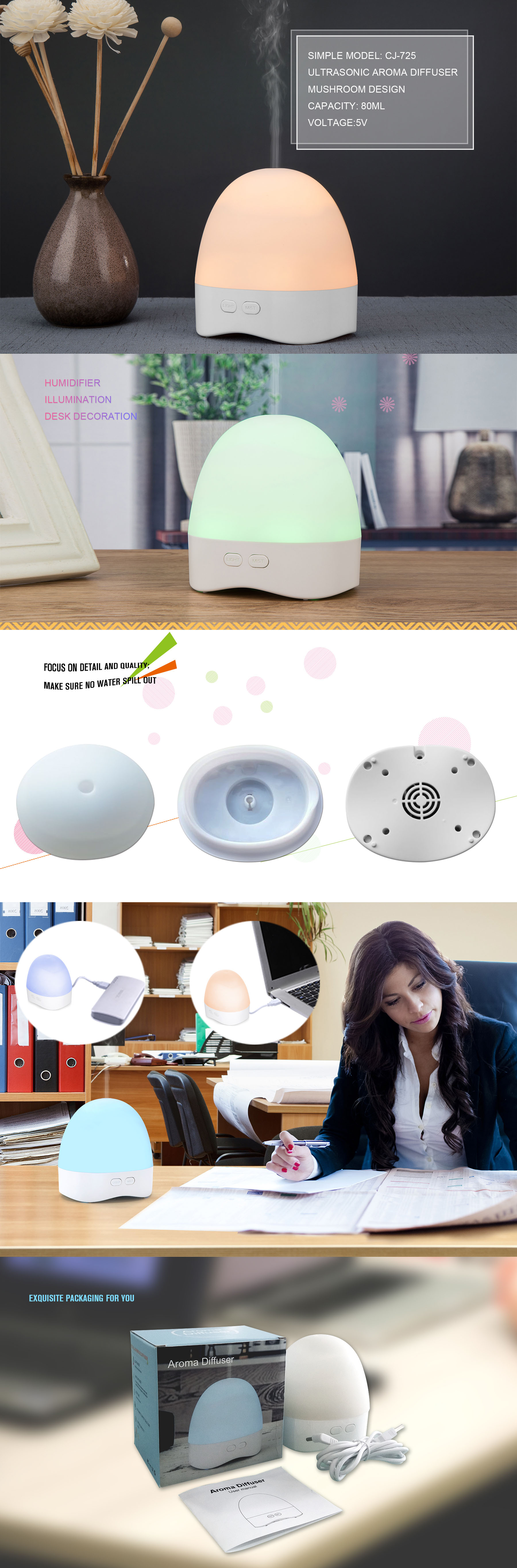 Home Humidifier Ultrasonic Mini Aroma Essential Oil Diffuser