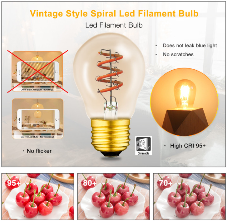 Spiral LED Soft Filament Bulb G45 4W 2200k LED Light Bulb 230V For Decorative