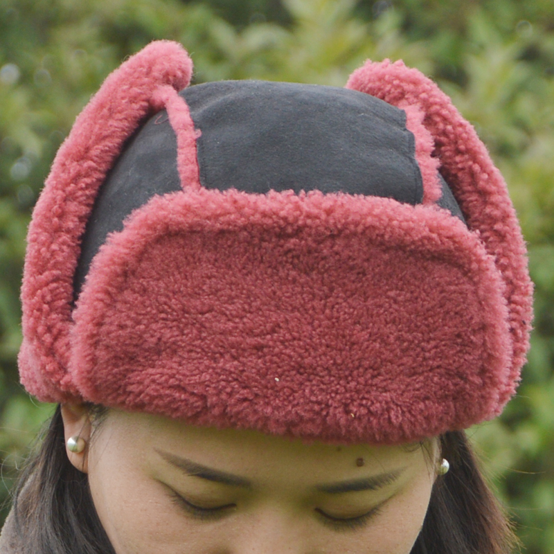 Fashion Real Genuine Leather Hats , Leather Bomber Hat Custom Size