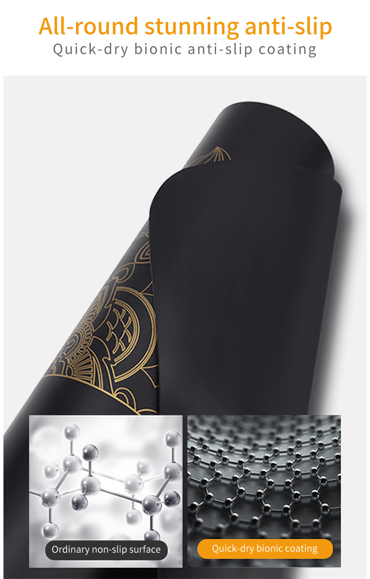 Golden Mandala With Position Line 5mm 68cm Wide PU Rubber Non Slip Yoga Mat For Pilates Fitness
