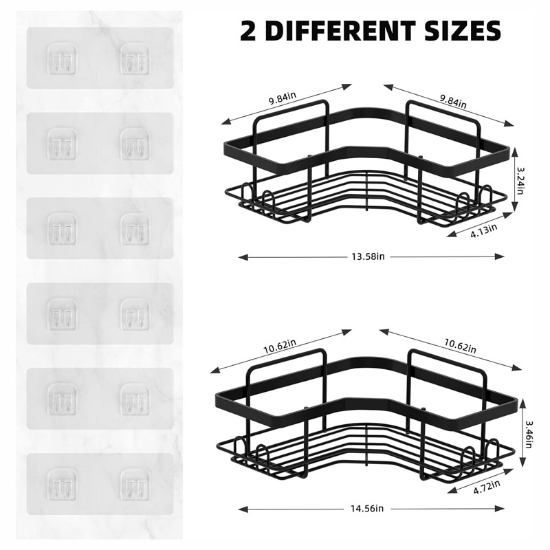 Waterproof Rustproof Wall-mounted Strong Adhesive Shower Organizer Shelf for Bathroom, Dorm and Kitchen