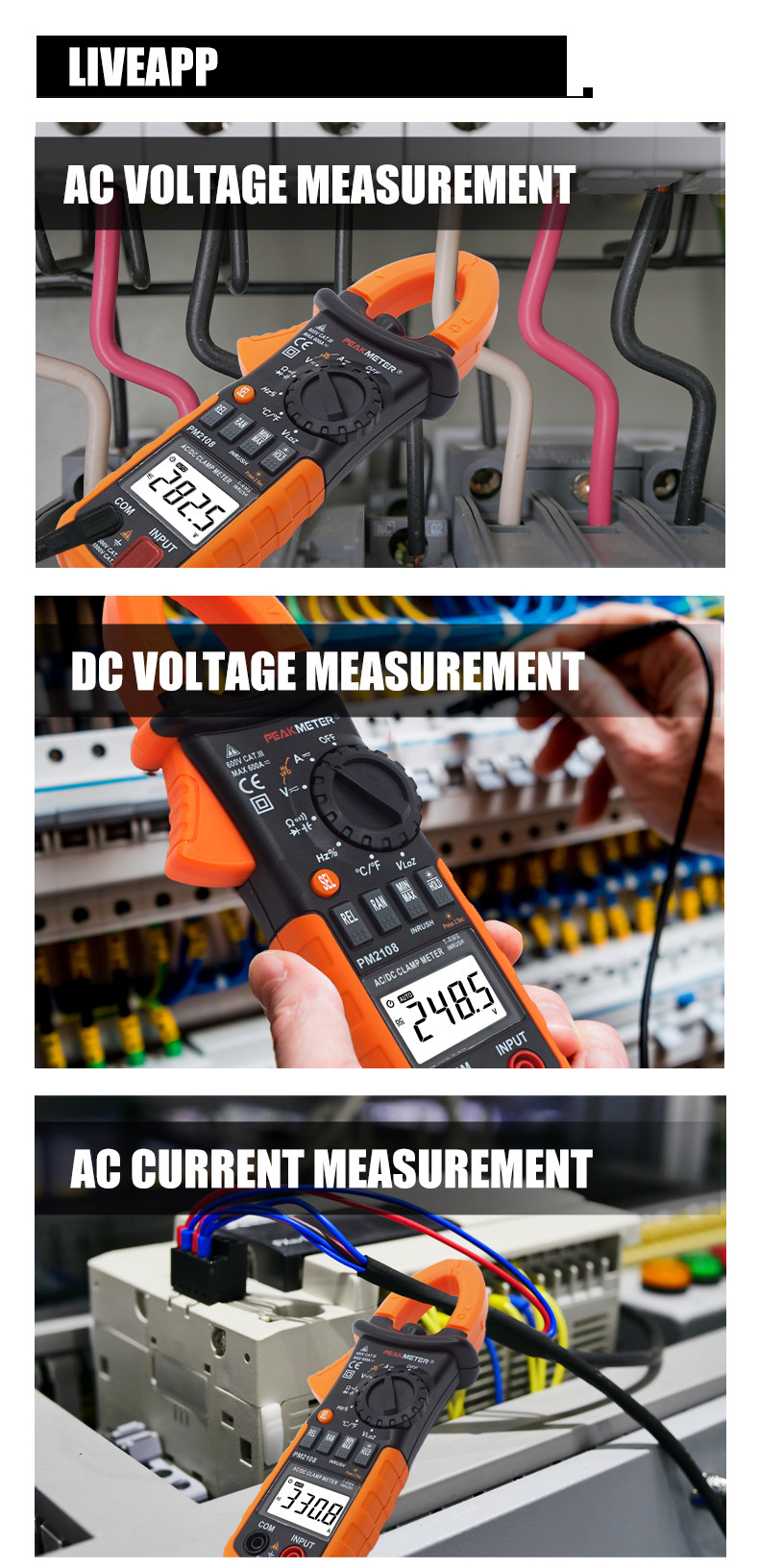 AC/DC Digital CLamp Meter With Ammeter , Voltmeter ,Double Mold，Back Light，Ohmmeter Measurement