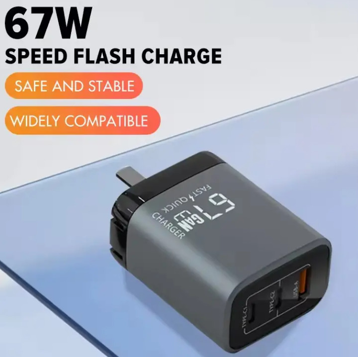 67W GaN USB Charger Super Fast Charging Type C Charger PD 3.0 USB C Adapter