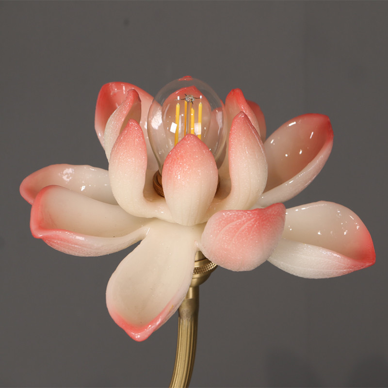Electric White Glass LED Household Table Lamp Lotus Flower Shape 110V