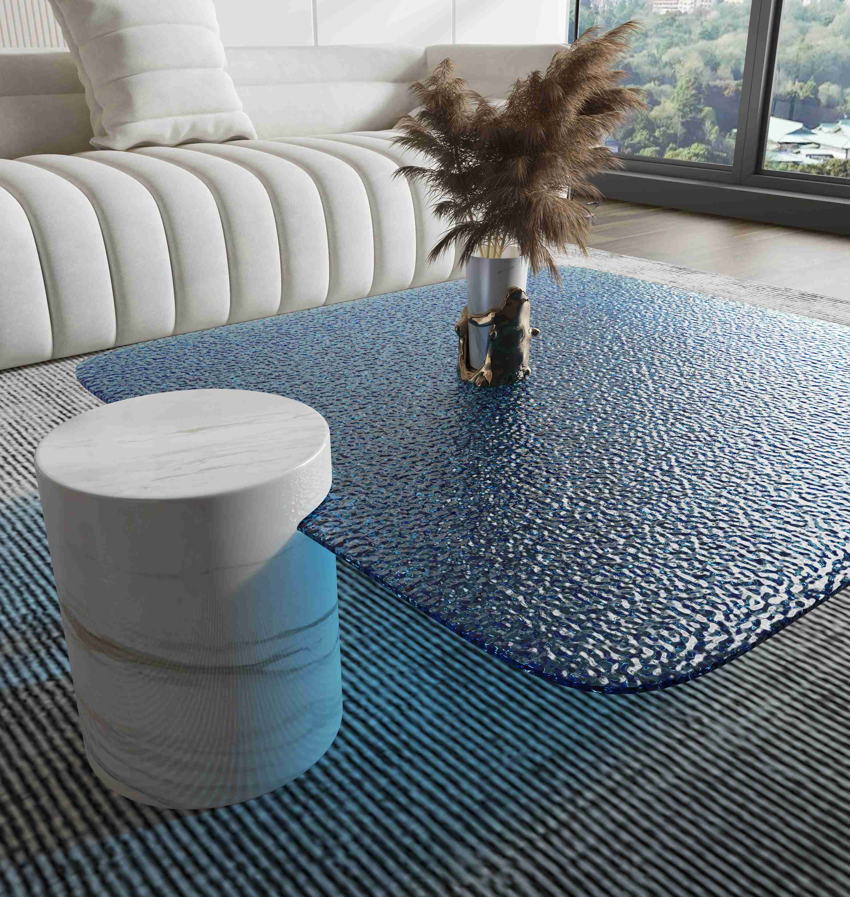 Light Luxury Marble Round Coffee Table Creative Living Room High End Designer Style
