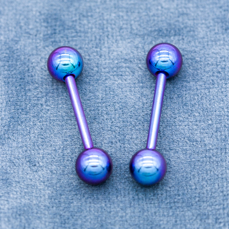 Rainbow 14G Nipple Piercing Jewelry 15mm Surgical Steel Nipple Rings