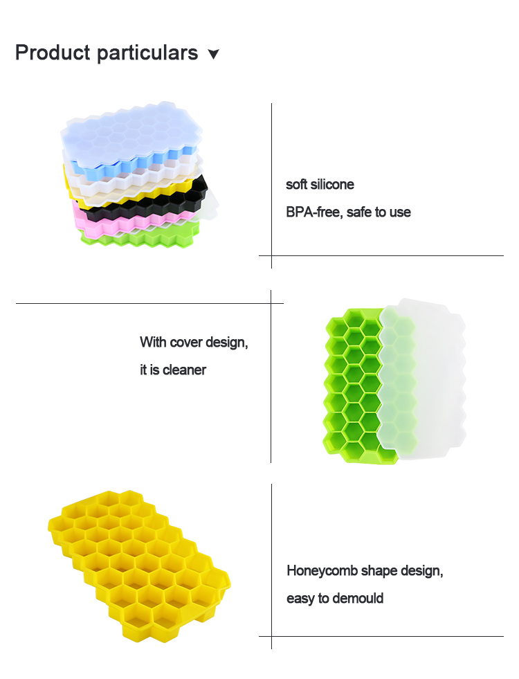 Food Grade Ice Cube Silicone Molds Trays BPA Free Honeycomb Shape 37 Cell