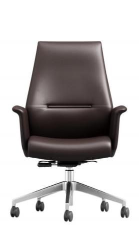 Middle Back 0.29m3 CBM Leather Revolving Chair With Castors