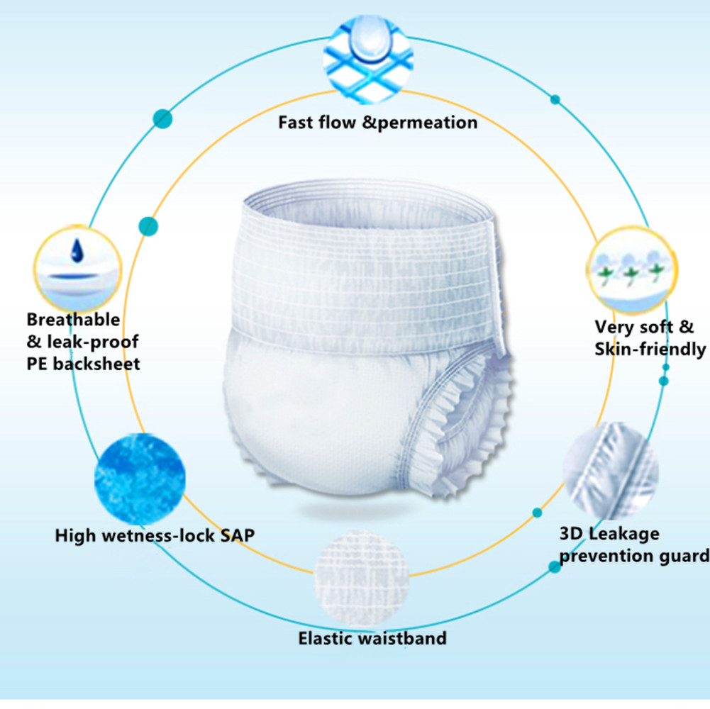 Hot Air Nonwoven Super Soft Disposable Diaper Pant XL Size 560mm X 420mm