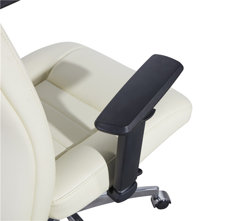 28KG Leather Office Swivel Chairs PU Armrest Convertible White Leather Executive Office Chair