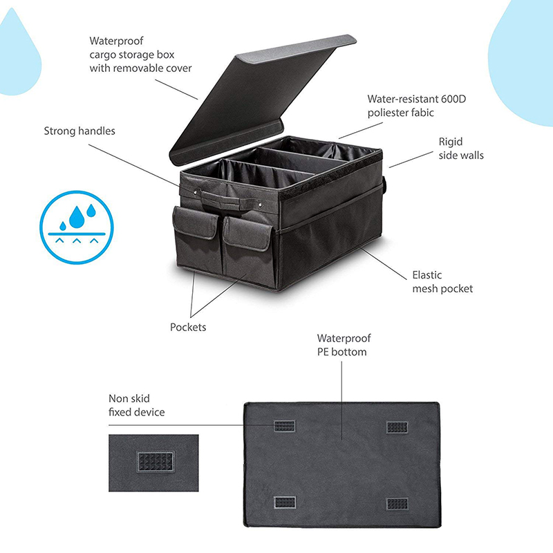 Hot selling Amazing design car Trunk Organizer with Lid Cover