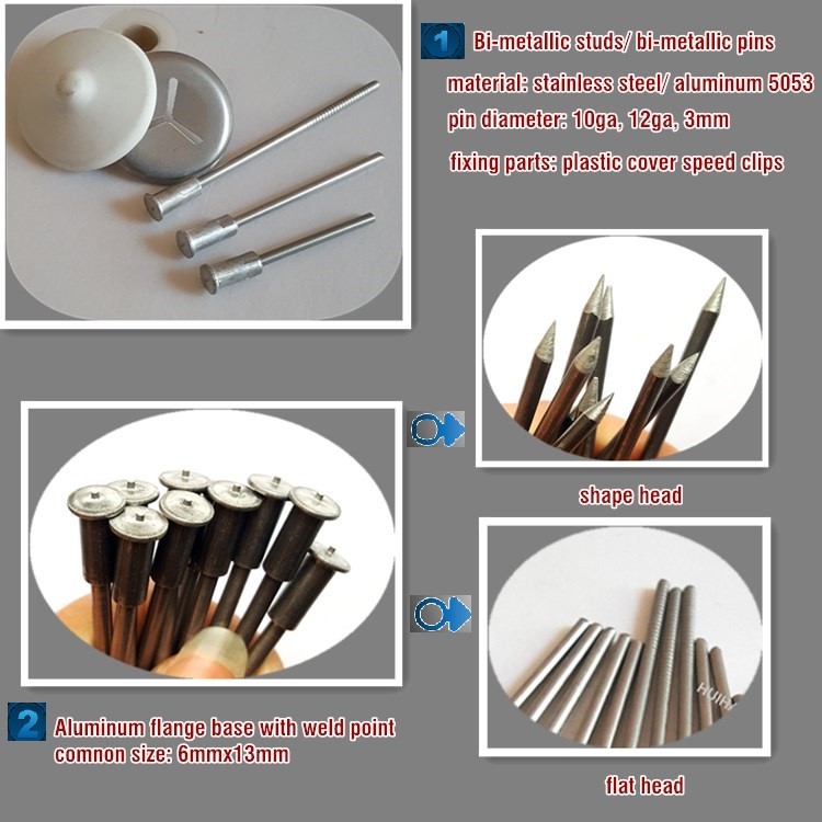 Aluminum Weld Base CD Insulation Bi-Metallic Welding Pins For Shipping Build