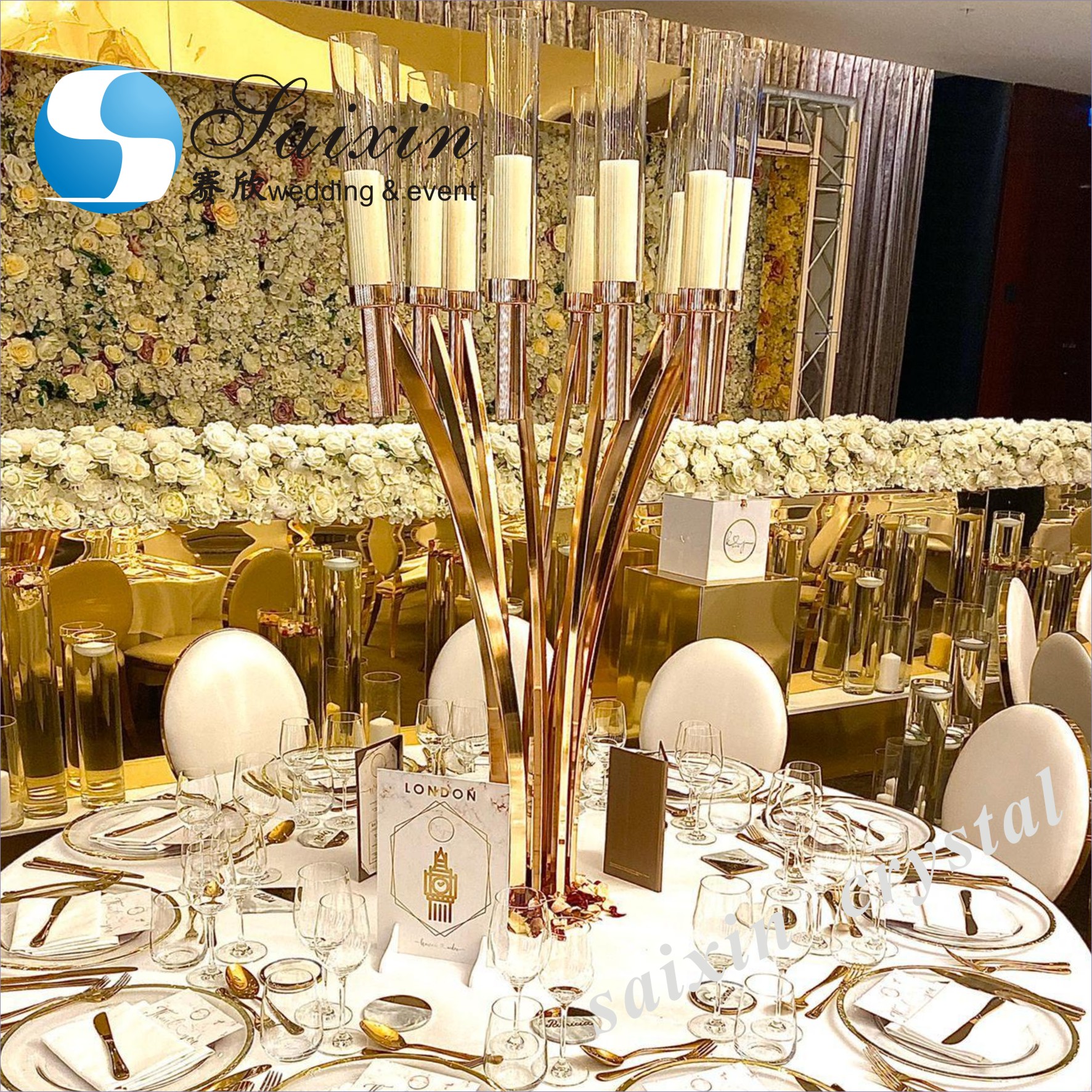 18 Arms Pendant Full Crystal Glass Pendant Chandelier Transparent Foot Candle Holder