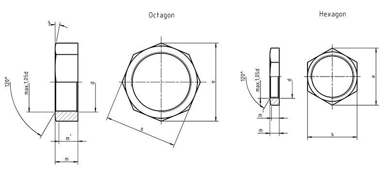 DIN 80705 Thin Nuts With Fine Pitch Thread And Small Widths Across Flats