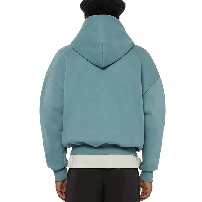 Hooded Collar Printing Streetwear Brown Zip Up Crop Top Hoodie with 500 Gsm