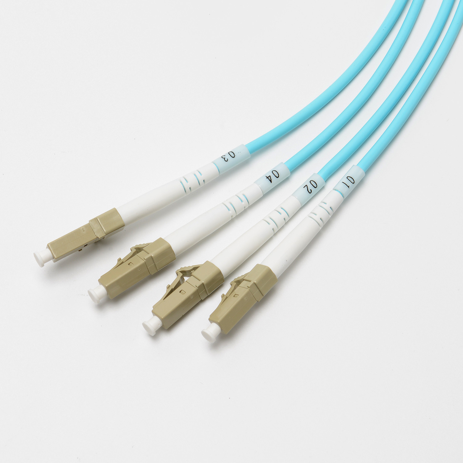 Fiber optic patch cord SC LC Breakout 3.0mm 4 core 50/125um OM3 armored multimode fiber optic patch cables