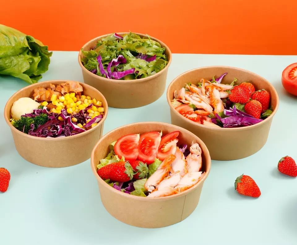 Waterproof Food Grade Paper Bowl Brown Takeout Ink Biodegradable Disposable Paper Bowl