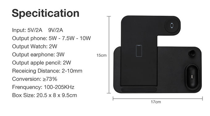 Multifunction 2W ABS 139mm 4 In 1 Wireless Charging