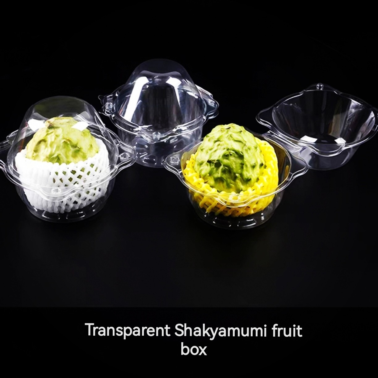 Customized disposable transparent single grid Shakya fruit blister clamshell packaging mini cavity PET plastic transparent dragon fruit packaging box
