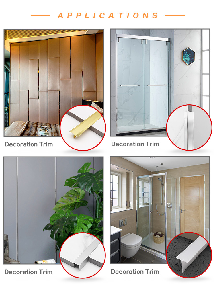 Decorative Tile T Shape Aluminum Edge Trim Powder Coated Ceramic Tile Trim