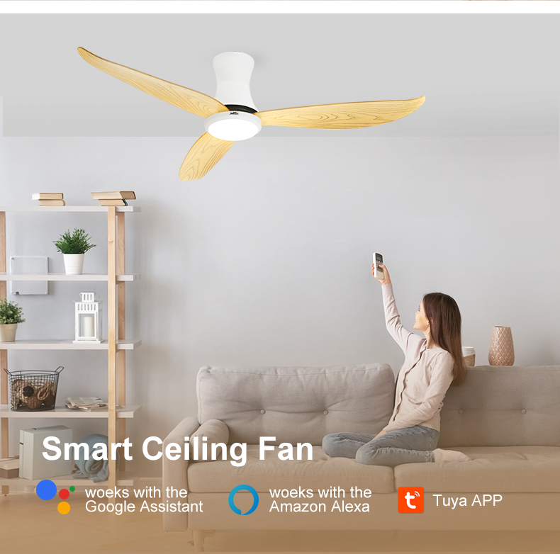 110-240V/50Hz-60Hz Input Voltage LED Ceiling Fan with Wood Grain Blades and 6 Speeds