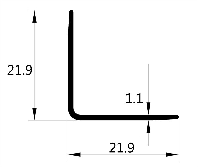 1.5mm Thinckness Wall Corner Edging Strip Aluminum 6063 Material 21.9×21.9mm