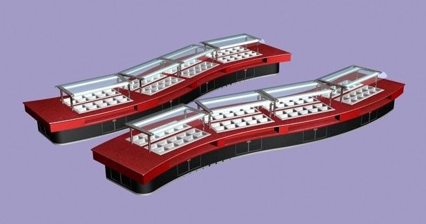 Seamless Restaurant Hot Buffet Counter With LED Light , Plastic Aluminum Sheet