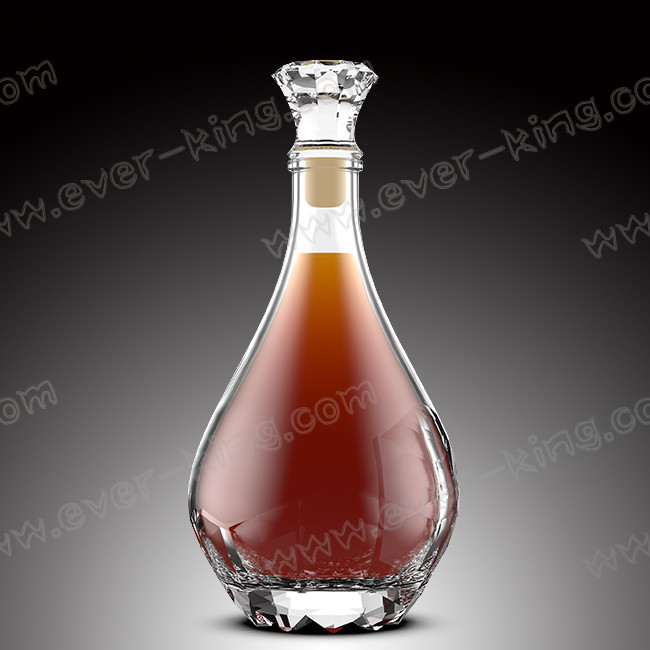 Heat Resistant Clear 750ML Rum Glass Bottle With Diamond Cap
