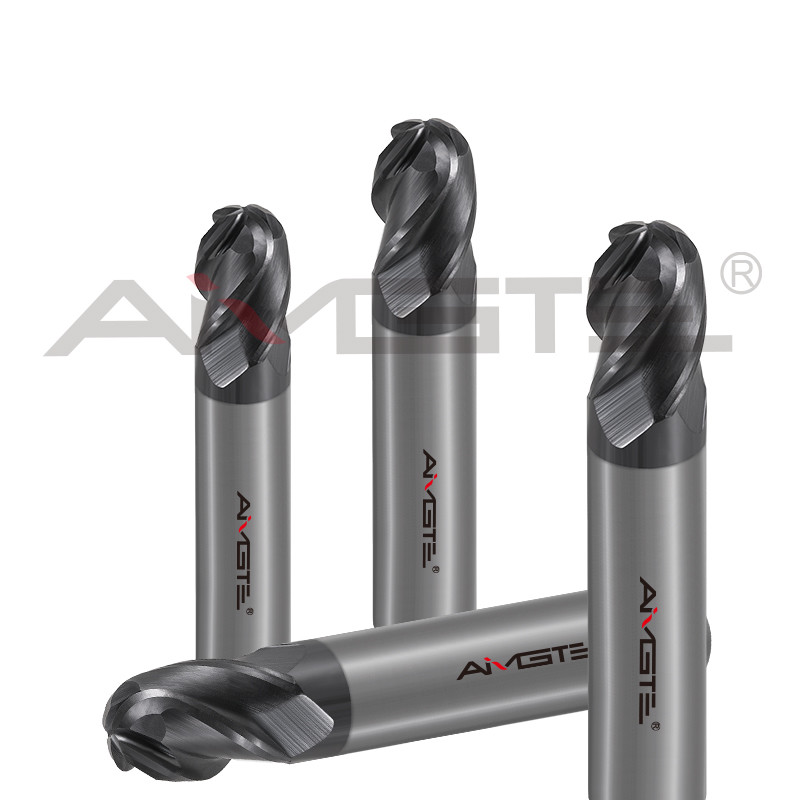 R10 Four Flute End Mill 0.4μm Carbide Ball End Mill H6 For Steel