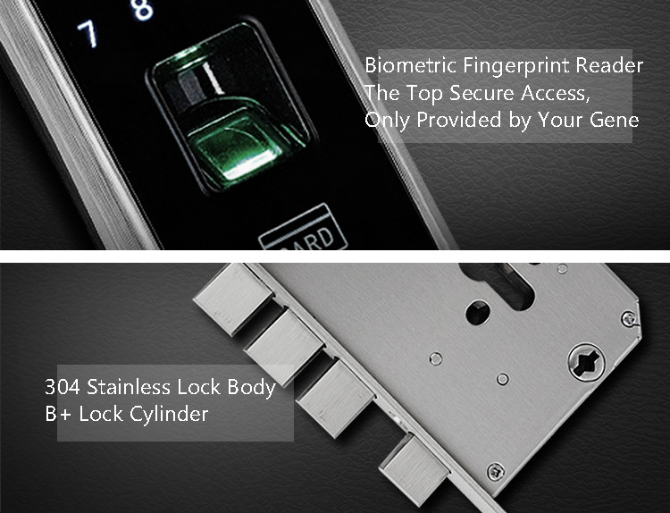 OLED Display Fingerprint Door Lock Touch Screen Digital Intelligent 4x AA Batteries