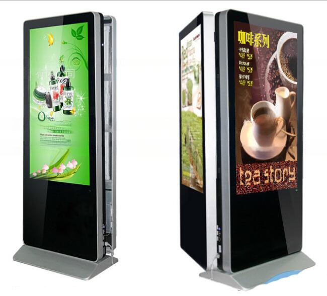 UHD 4K LED floor standing 55" inch double side LCD digital signage video wifi TV