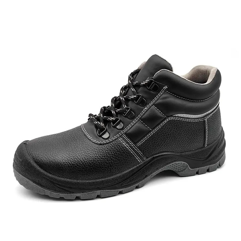 Black Genuine Leather Boots Anti Puncture Work Shoes Mining