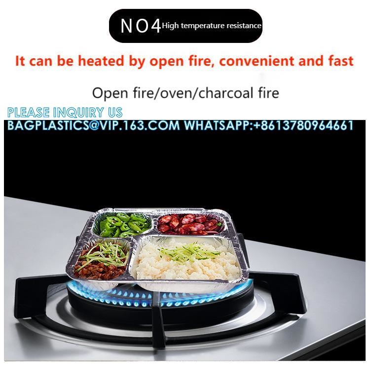 3 Compartment Aluminium Foil Food Container With Clear Dome Lid Custom Alu Foil Containers Disposable Tableware