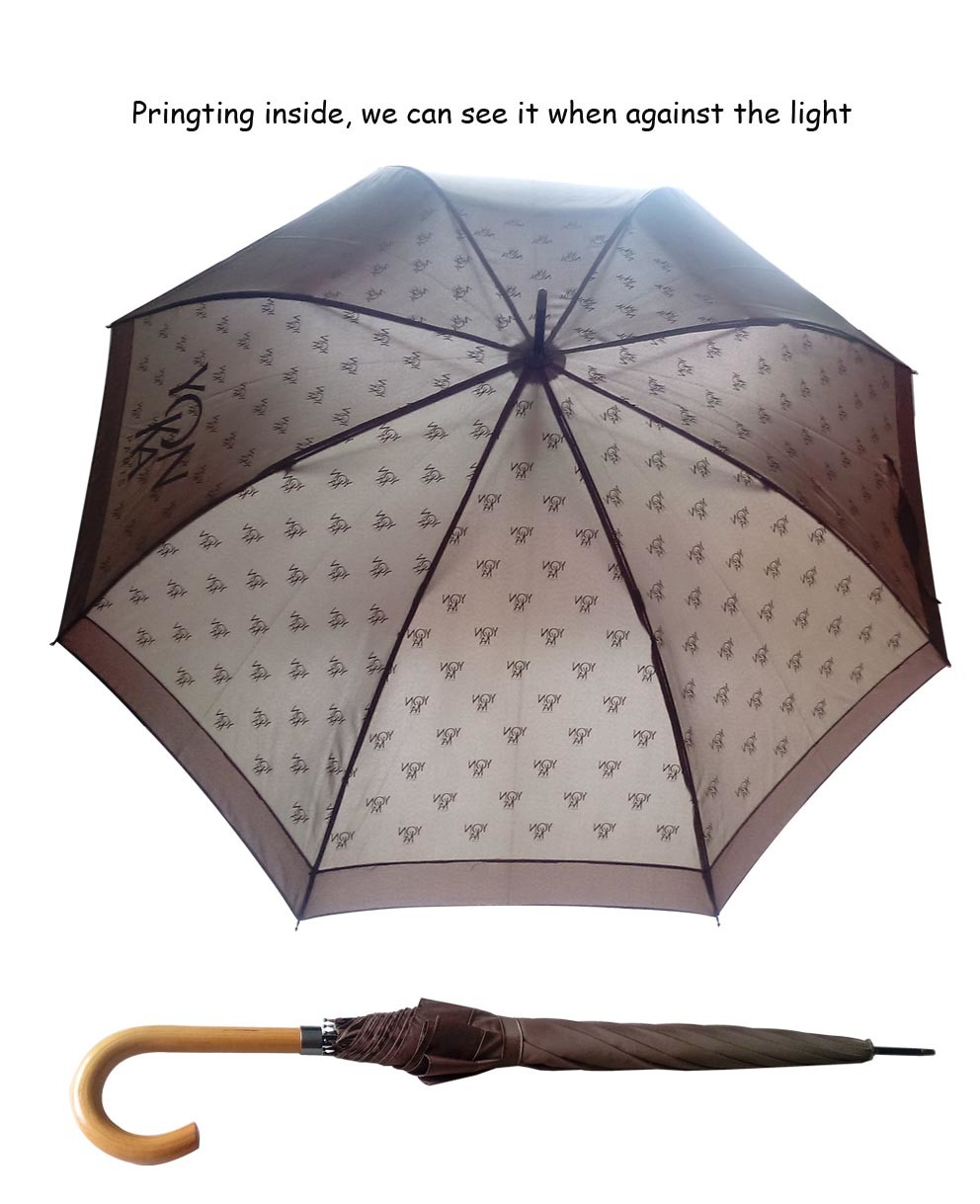 Wooden J Handle Pongee Fabric Compact Golf Umbrella