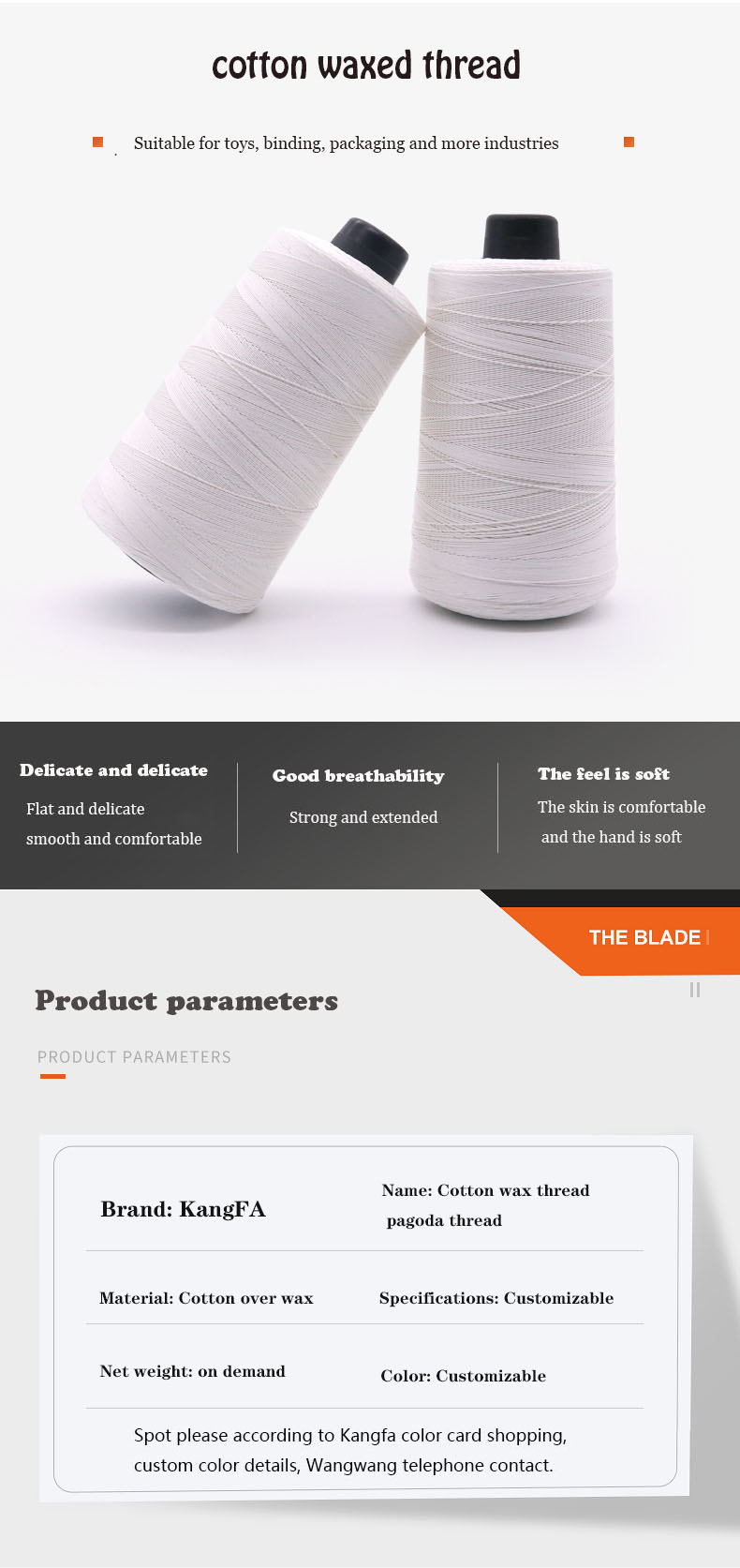 High Strength Kite String 20/3 6000 Yards Tex90 Glazed Cotton for Kite With UV Protection