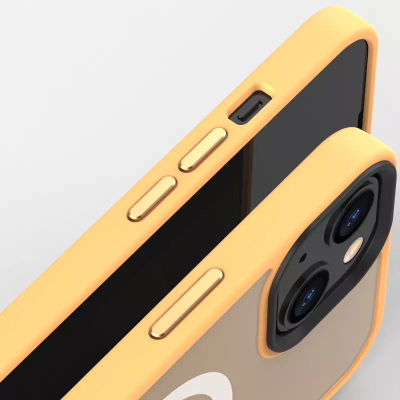 Iphone 14 Case With Frosted Magnetic Ring Metal Button Dustproof Shockproof Function
