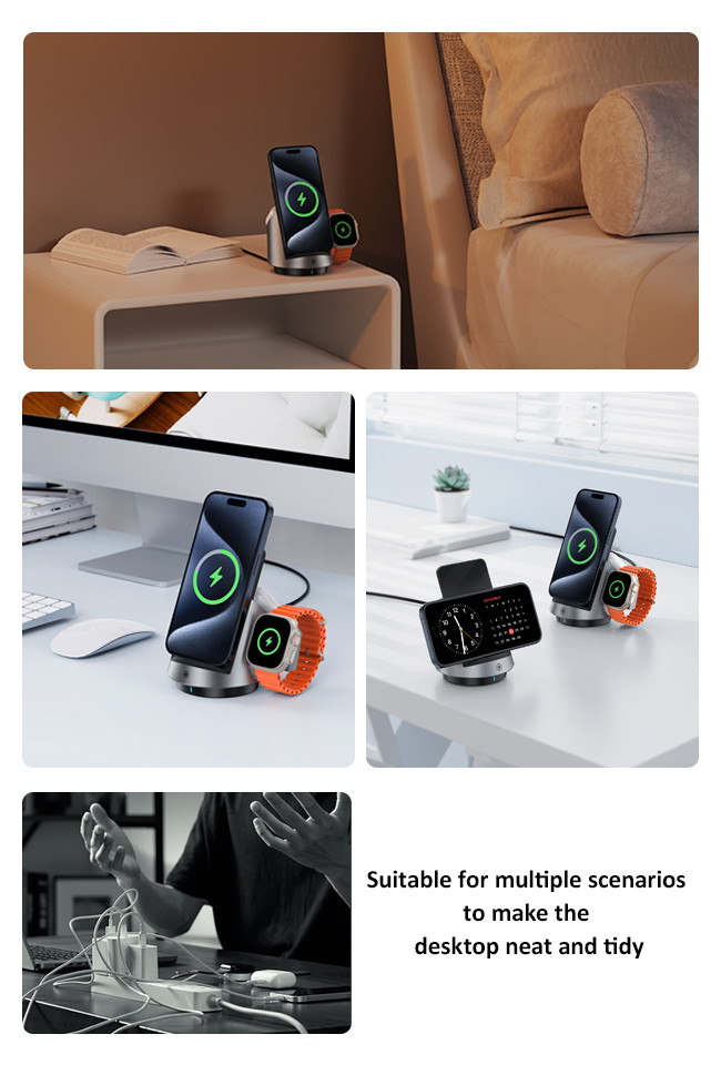 Customizable 3 In 1 Wireless Charging Station Home Apple Charging Dock
